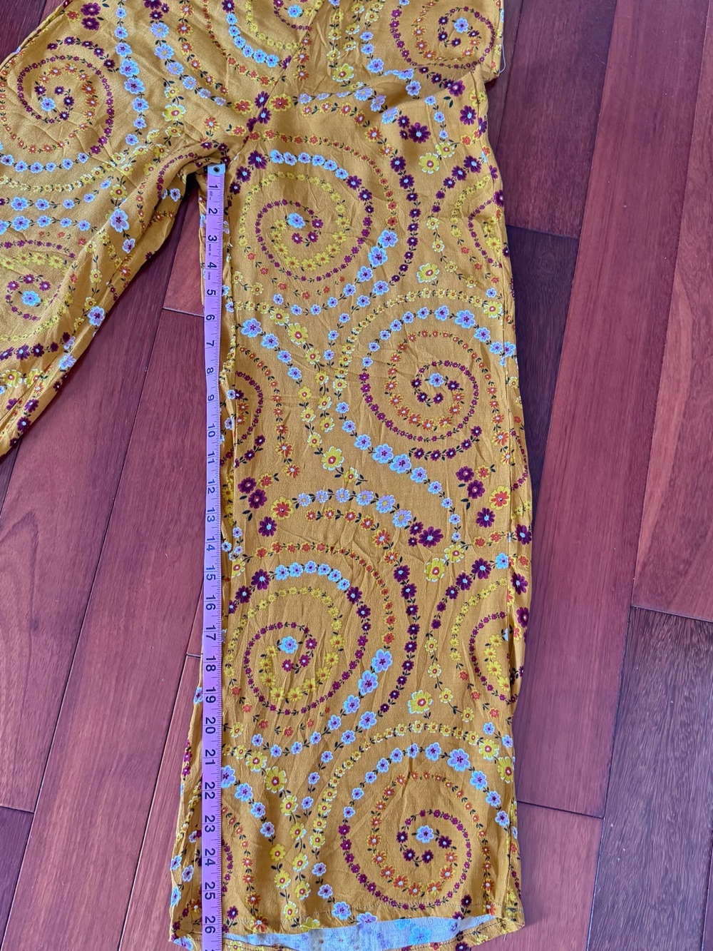Forever 21 Mustard Yellow Floral Swirl-Print Wide Leg Pants - Picture 9 of 9